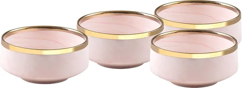 Vista 7 de Fine China Artisan - Juego de vajilla de 20 piezas, color rosa con oro