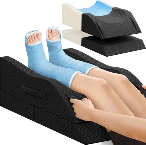 Vista 25 de Almohadas de elevación TranquilRelax para piernas después de cirugía, almohada de cuña de espuma viscoelástica ajustable para lesiones o descanso