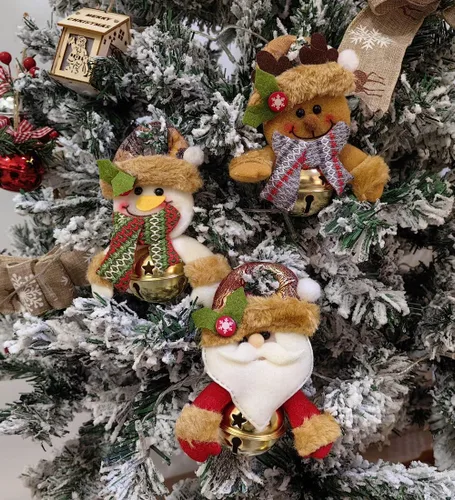 Vista 7 de Campanas de decoración de Navidad para colgar en el árbol de Navidad, lazos de pino y bayas, 18 unidades, 2.0 in de diámetro (paquete de 9)