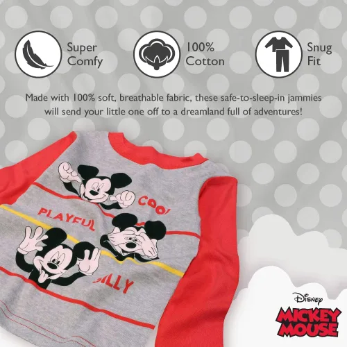 Vista 3 de Disney Boys' Mickey Mouse Snug Fit Cotton Pajamas