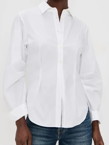 Vista 5 de SUNNOW Blusa de manga larga para mujer, con cintura ceñida, con solapa y abertura frontal, elegante para la oficina hasta el fin de semana