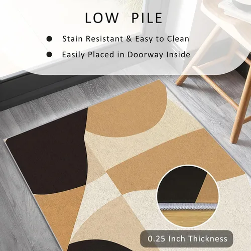 Vista 5 de Geometric Runner Rug 2x4 Small - Hallway Runner Rug Retro Mid Century Modern Abstract Pattern, Non Slip, Washable, Geometric Home Decor Carpet for