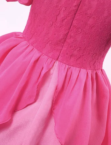 Vista 3 de DOCHEER Vestido de princesa melocotón para niñas pequeñas, disfraz para Halloween, fiesta de cumpleaños, traje rosa