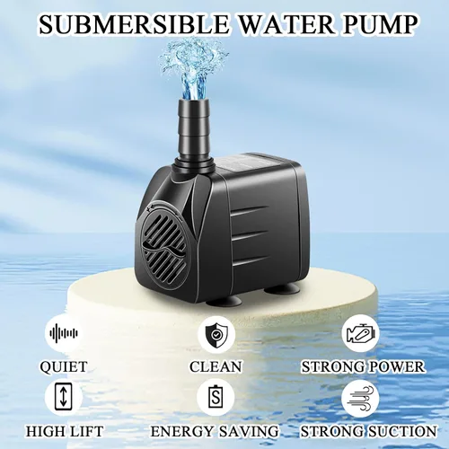Vista 3 de Paquete de 3 bombas sumergibles con luz LED, bomba de fuente pequeña con tubo, bomba de agua sumergible para acuario, pecera, interior o exterior