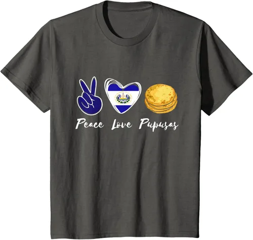 Vista 46 de Pupusas Lover Love Peace El Salvadaor Camiseta Comida Salvadoreña