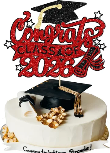 Vista 9 de Gyufise 1 paquete de decoración de pastel de graduación 2025 con purpurina de felicitaciones clase de 2025, decoración de pastel de diploma 2025