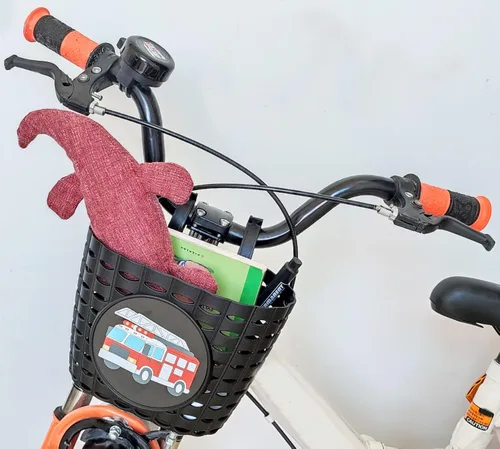 Vista 7 de Boys Bike Basket, Cute Bicycle Basket for Kids, Toddlers, Plastic Front Handlebar Basket for Scooter, Tricycle