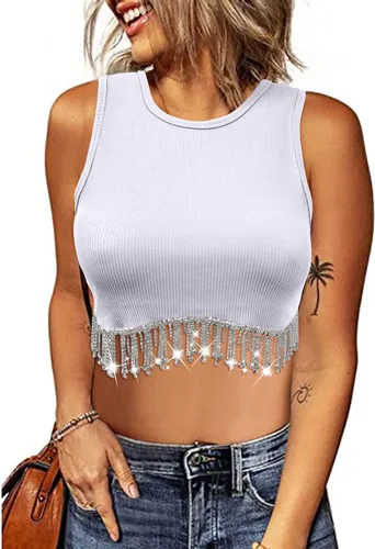 Vista 2 de VESNIBA Camisetas activas para mujer, camisetas sin mangas, ajustadas, color ombligo sexy, sexy, blusa de mujer