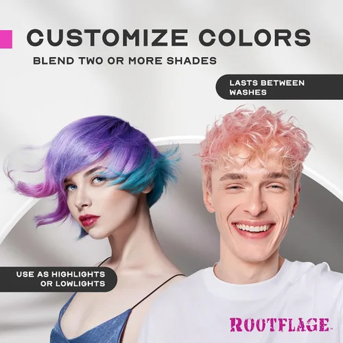 Vista 6 de Rootflage Tinte temporal para el cabello de color rosa, champú en polvo de color rosa, funciona en cabello oscuro (01 Pink Parade) 0.31 onzas