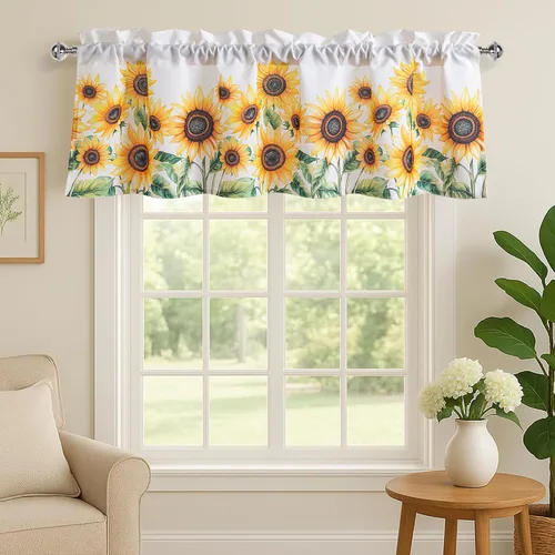 Vista 27 de XWZO Cortinas de cenefas de cocina para ventanas, sala de estar, dormitorio, baño, cubiertas superiores, estilo granja rústico, comedor, aislamiento