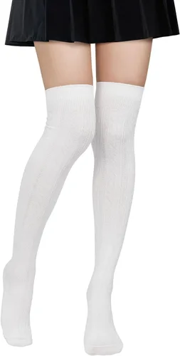 Vista 3 de Century Star Medias largas de atleta a rayas por encima de la rodilla para mujer