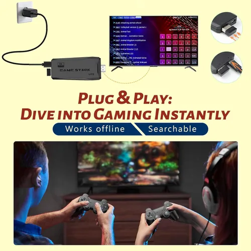 Vista 6 de HRYYDS 2025 Retro Gaming Console Pro 4K HDMI with 40,000+ Built-in Classic Video Games - Plug & Play Game Stick for TV with 2 Wireless Controllers