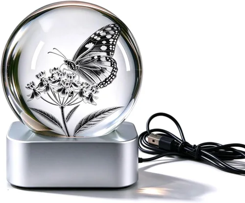 Vista 15 de Lámpara de mariposa, 2.36 pulgadas 3D K9 bola de cristal luz