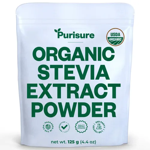 Vista 9 de Extracto de estevia orgánico en polvo, cero calorías, extracto puro de stevia concentrado edulcorante en polvo para hornear y bebidas, sin regusto
