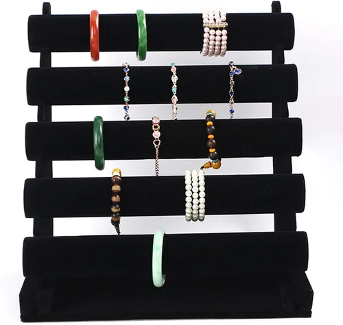 Vista 3 de ChezMax Soporte de joyería extraíble de 5 niveles para pulsera, collar y soporte de reloj