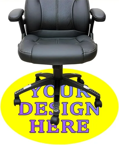 Vista 64 de Tapete redondo personalizado para silla de escritorio de oficina, diseño de tu propio logotipo de foto, texto, alfombrillas circulares