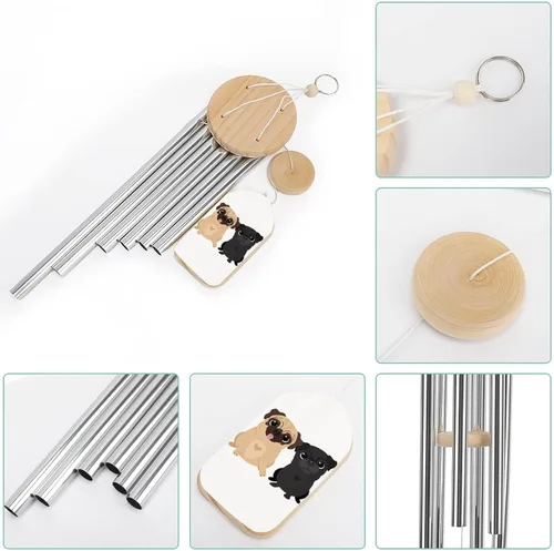 Vista 3 de Divertidos carillones de viento conmemorativos para perros con 6 tubos de aleación de aluminio, campanillas de viento, regalo para patio al aire
