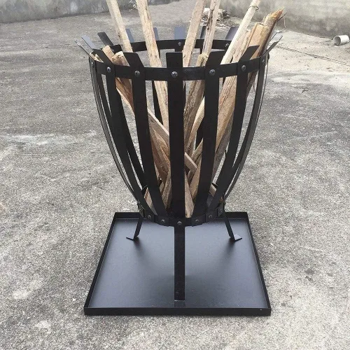 Vista 5 de Estufas de leña con gancho, hogueras de metal alto negro para exteriores, para patio, jardín, campamento, playa, picnic, 18 x 24.4 pulgadas