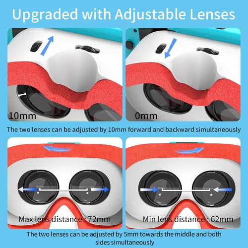 Vista 7 de Upgraded VR Headset for Nintendo Switch & Switch OLED Model, Switch Virtual Reality Glasses with Adjustable HD Lenses and Comfortable Head Strap