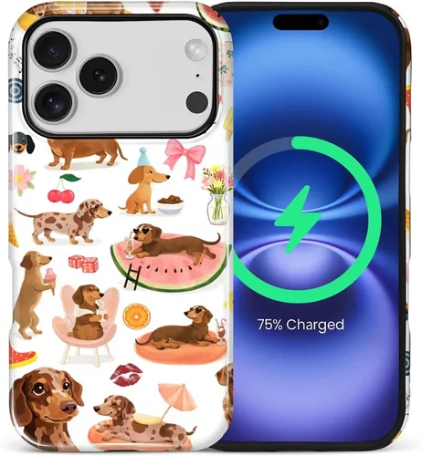 Vista 105 de Funda Compatible con iPhone 13/14 [Compatible con MagSafe] Protección de Doble Capa de Cáscara Dura Híbrida, Funda Magnética Protectora a Prueba