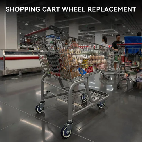 Vista 4 de Juego de 4 ruedas de poliuretano de 4 pulgadas para carrito de compras, capacidad de carga de 1200 libras en total