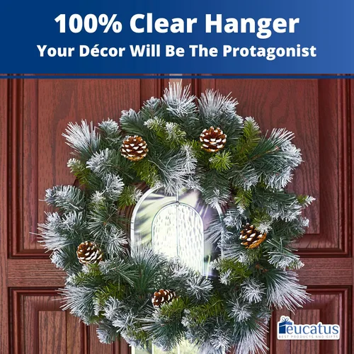 Vista 4 de Colgador de corona de Navidad 100% transparente sin rayones de 12 pulgadas, 1 paquete. Los mejores ganchos largos para decoración del hogar