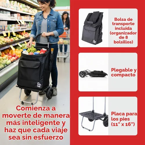 Vista 8 de dbest products - Carrito plegable de compras Trolley Dolly, Negro