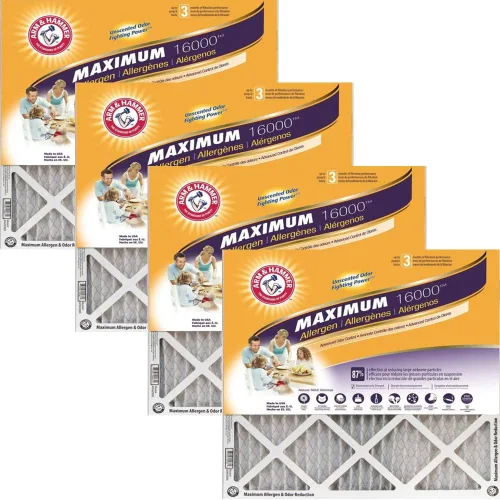 Vista 3 de Arm & Hammer Filtro de aire y horno Max para reducción de alérgenos y olores 20x30x1, MERV 11, paquete de 4 y AF-AH22025.4 Filtro de aire y horno