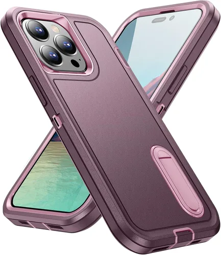 Vista 18 de IDweel Funda para iPhone 15 con soporte, protección resistente a los golpes, antiarañazos, delgada, ligera, protectora resistente, funda rígida