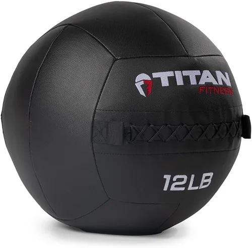 Vista 15 de Titan Fitness LB Soft Shell - Bola de pared medicinal con laminado de policompuesto y textura cruzada, agarre antideslizante para lanzar, fuerza