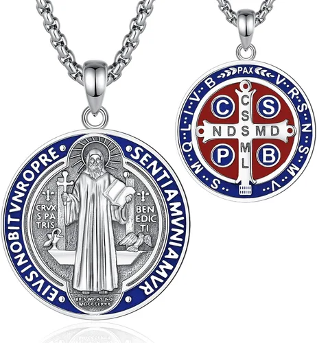Vista 86 de CELESTIA Medallas de plata de ley 925 San Miguel/San Cristóbal/San Benito/San Gabriel/Virgen María/Jesús/Caravaca/Metatrón/Sello de los Siete