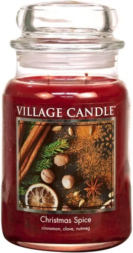 Vista 2 de Village Candle Velas perfumadas de cristal grande de boticario con especias navideñas y sidra caliente