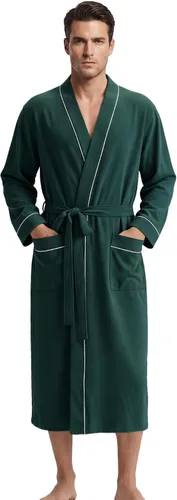 Vista 13 de U2SKIIN Mens 100% Cotton Cozy Robe, Ultra Soft Lightweight Bathrobe for Men Negro