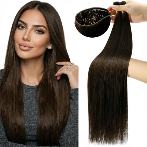 Vista 49 de Moresoo Extensiones de cabello humano real para coser, color negro natural