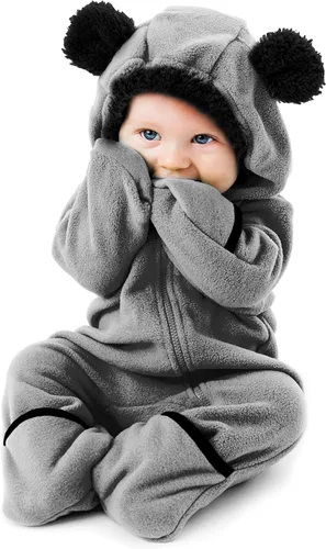Vista 58 de Enterizo de vellón para bebé, rómper de una sola pieza con capucha para niños, ropa para exteriores, chaqueta infantil