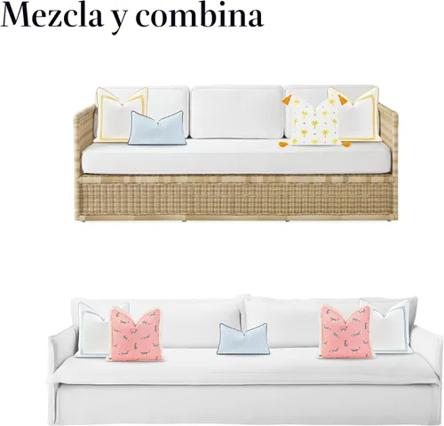 Vista 4 de Hofdeco Premium Coastal Hampton Style Funda de Almohada Lumbar para Patio Interior y Exterior Solamente, 12"x20" Resistente al Agua para Patio