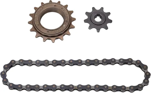 Vista 7 de SUNGOOYUE Kit de rueda libre de acero, rueda libre de 16 dientes, piñón de 9 dientes, juego de cadena de 38 secciones, kit de rueda libre de plato