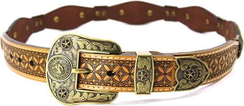 Vista 3 de West Star Concho Rodeo Cowboy - Cinturón de piel auténtica