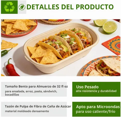 Vista 3 de Paquete de 100 cuencos de papel oblongos de 32 onzas, para burrito