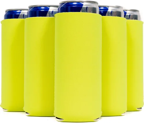 Vista 22 de QualityPerfection Fundas delgadas para enfriar latas, cerveza/energía (paquete de 6) para bebidas en blanco, 12 onzas, alta calidad, 0.157 in