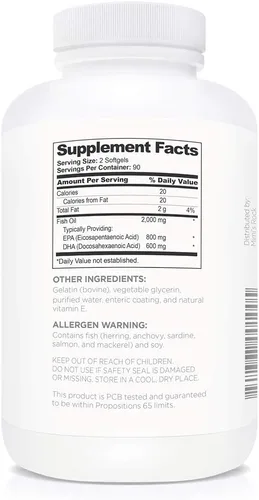 Vista 2 de Multiform Vitaminas Omega 3 Aceite de pescado - 2,000 mg - Burpless, sin OMG, sin regusto a pescado (180 cápsulas)
