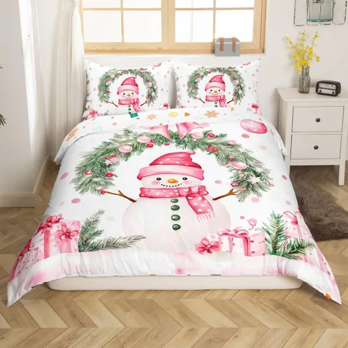 Vista 25 de Juego de funda de edredón con diseño de ciervo de cabaña, tamaño twin, juego de ropa de cama rústica de tablón de madera de árbol de Navidad