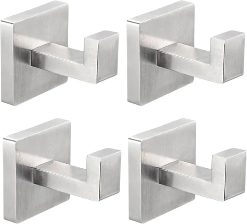 Vista 11 de IBosins Paquete de 4 ganchos para toallas de mano para baño, pared, sala de estar, dormitorio, cocina, armario, colgador de gancho de acero