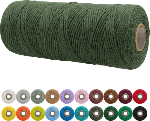 Vista 184 de JeogYong Cordón de macramé de un solo hilo 3 mm x 109 yardas (328 pies) Cuerda de algodón suave Hilo de macramé de 3 mm, suministros de macramé