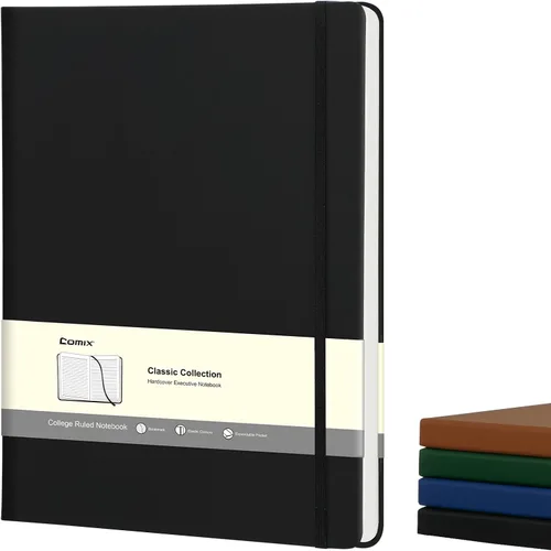 Vista 8 de COMIX Paquete de 3 cuadernos de diario rayados A4, 240 páginas, tamaño grande, 8.5 x 11 pulgadas, negro, cuadernos de tapa dura para hombres