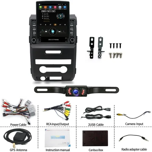 Vista 4 de Surakey 9.7 pulgadas Android 13 Carplay Car Radio estéreo para Ford F150 2009 2010 2011 2012 2013 2014, Android Auto 2 Din pantalla táctil receptor