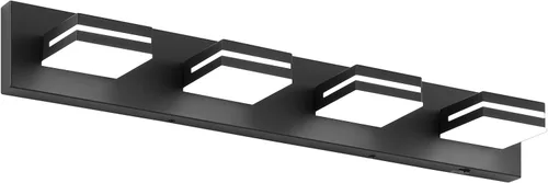 Vista 10 de Accesorios de iluminación de tocador de baño sobre espejo (3 luces, 5CCT, regulable) modernos accesorios de iluminación LED de pared de baño, negro