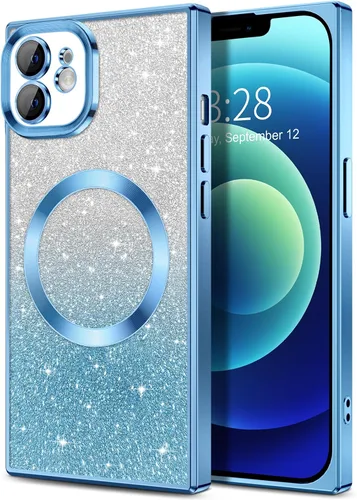 Vista 119 de Hython Funda para iPhone 13 Pro transparente con purpurina magnética [compatible con MagSafe] Protector completo de lente de cámara delgado