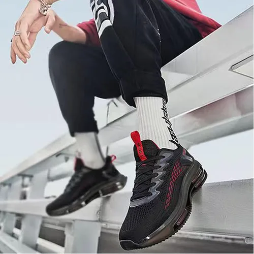 Vista 6 de WENOREG Ztigerz - Zapatos deportivos de malla para hombre, con amortiguación de aire, ortopédicos de viaje, con cordones, ligeros, antideslizantes