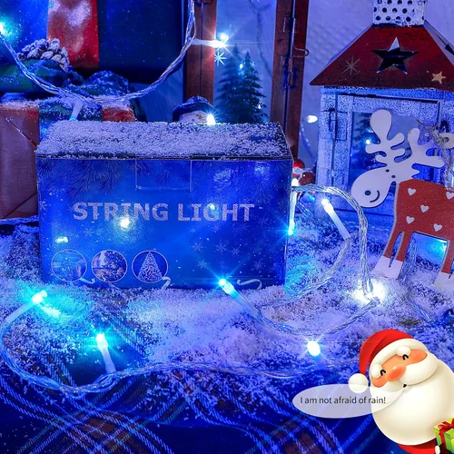 Vista 7 de 100 luces LED de Navidad, 33 pies, luces de cadena extensibles de 8 modos, impermeables para exteriores, luces de hadas parpadeantes enchufables